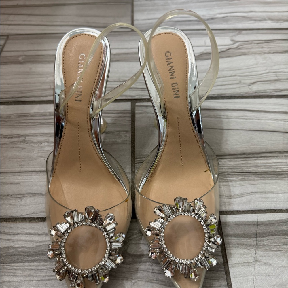 Gianni Bini Clear Crystal Embellished Heels